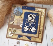 Kartka na urodziny steampunk RĘCZNIE ROBIONA