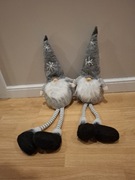 Dwa krasnale świąteczne skrzaty szare 