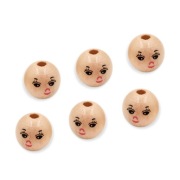 Korale drewniane z buźkami 10 x Główki 22 mm do rękodzieła