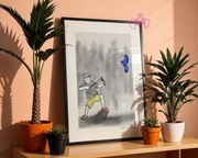 Plakat Minimalistyczny Człowiek z Ptakiem