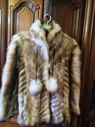 Futro naturalne, długi błyszczący włos, futerko roz. 38