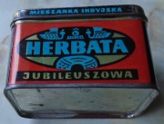 Stara puszka po herbacie z PRL-u, lata 60-te