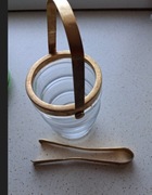 Wiaderko szklane do lodu ze szczypcami 