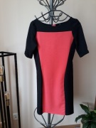 Sukienka z krótkim rękawem krótka mini z koralową wstawką na zamek XS/S