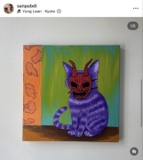 Obraz na płótnie ręcznie malowany rękodzieło kot z kotem akryl