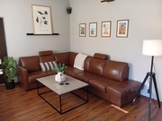 Brązowa kanapa skórzana (narożnik)