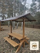Ławostół / Stół piknikowy piwny z zadaszeniem – drewno olchowe 
