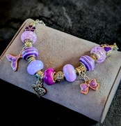 FIOLETOWA BRANSOLETKA MODUŁOWA CHARMS A'LA PANDORA 