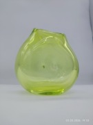 Wspaniały Wazon Szkło Artystyczne Organiczna Forma Limonka Zielony