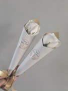 Róża mydlana Komunia Święta podziękowanie dla gości rożek biało złoty 