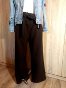 Eleganckie spodnie – szerokie, z wiązaniem, rozmiar 38