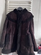 Naturalny czekoladowy korzuch płaszczyk vintage retro 