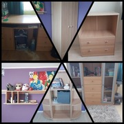 Zestaw mebli drewno srebro używane 