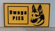 Tabliczka UWAGA PIES 23cm 