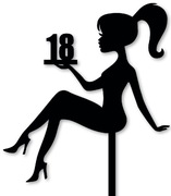 Topper na tort - czarny kobieta 18 lat