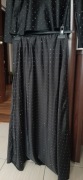 Czarna satynowa spódnica z dżetami srebrnymi długa maxi