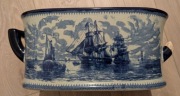 Duża stara żardiniera - doniczka ceramiczna z motywem marynistycznym 