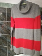 Popielato-czerwony sweter z golfem