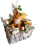 Stroik wiosenno-wielkanocny ZAJĄC, jajka ,bazie, żonkile, motyle