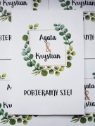 Zaproszenia ślubne A6 rustykalne liście eukaliptus