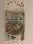 Banknot obiegowy 500 zł seria AG 0047444stan kolekcjonerski.