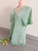 Narzutka na plażę, pareo, zielone z krótkim rękawem, zwiewne, mgiełka