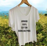 Armani Exchange gładki bawełniany premium T-shirt Top Koszulka biały