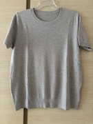 Sweterek dzianinowy z krótkim rękawem XL jasny beż