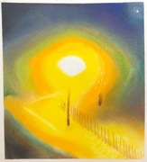 "Światło I" -  rysunek wykonany suchymi pastelami, format 23x21cm