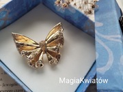 Broszka motyl złoty jak kokarda 