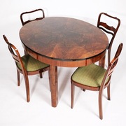ART DECO, zestaw do jadalni, Stół z krzesłami. Thonet po renowacji.