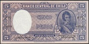 Chile 5 pesos 1947-1958 - O'Higgins - stan bankowy UNC