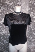 Czarna welurowa bluzka top cyrkonie Free H&M M emo Gothic alternative y2k