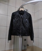 Ramoneska damska czarna L esmara motocyklowa kurtka ekologicznie skórzana 