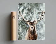 Plakat świąteczny jeleń w śniegu 40x50 cm Fox Art Nowy