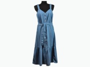 Nutmeg Sukienka Niebieska Lyocell Midi Na Ramiączkach Pasek 40 L Zwiewna