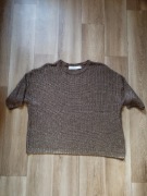 Zara Knit M sweter jesień oversize brązowy 