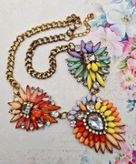 Kolorowy złoty naszyjnik kolia vintage glamour kryształki modny