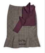 MAX MARA 38 M Spódnica Midi 100% Wełna Woolmark Krata Premium