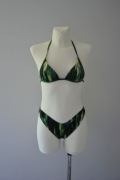 Calzedonia zielony strój kąpielowy bikini figi braziliany liście 34 XS