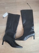 Reserved kozaki czarne eko skóra nowe z metką 39 wkładka 25,5 cm