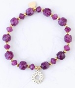 Bransoletka z rozetą Vezzi, kamień naturalny, fioletowa, NOWA