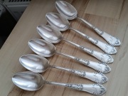 SREBRZONE ŁYŻKI OBIADOWE MONOGRAM FRAGET PLAQUE ROMAŃSKI 21cm