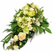 Kompozycja nagrobna stroik na grób cmentarz wiązanka kwiaty kremowo-zielona