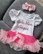 Tutu romper biało różowy miękki tiul Miss Sierpnia Rozmiar 3-6m