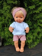 Ubranko dla lalki Miniland 38 cm – komplet bluza + legginsy + opaska