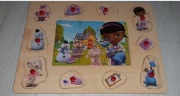 PUZZLE drewniane, ramka, z uchwytami Doktor Dosia