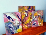 IMPRESJA  tryptyk na płótnie farbami akrylowymi   3 sztuki obraz