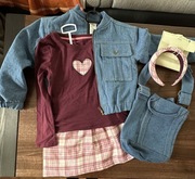 Zestaw 5 części katana bluzka spódniczka opaska torebka