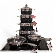 ZESTAW garnków HOFFNER HF-9920 BLACK. Do kuchenek: Gaz, indukcja, halogen